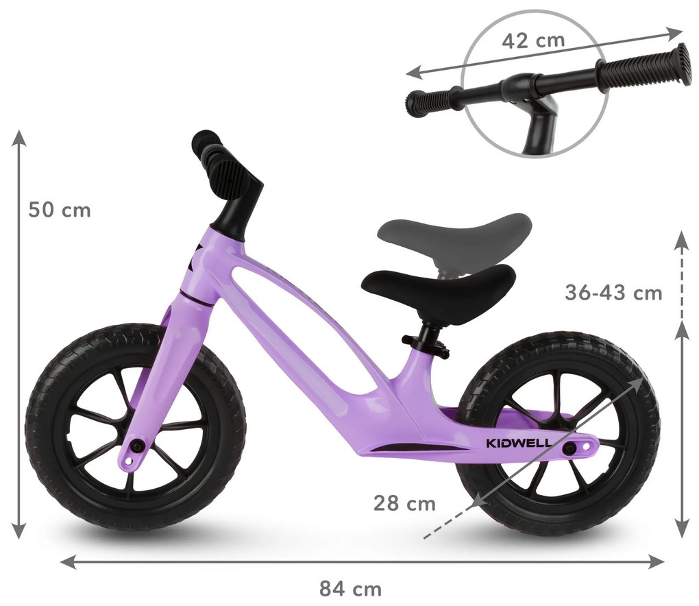 Balančný bicykel Kidwell Vito Balance, fialový, s horčíkovým rámom