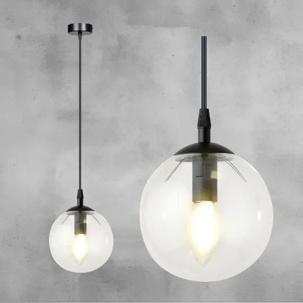 Luster na lanku COSMO 1xE14/10W/230V pr. 14 cm čierna/číra