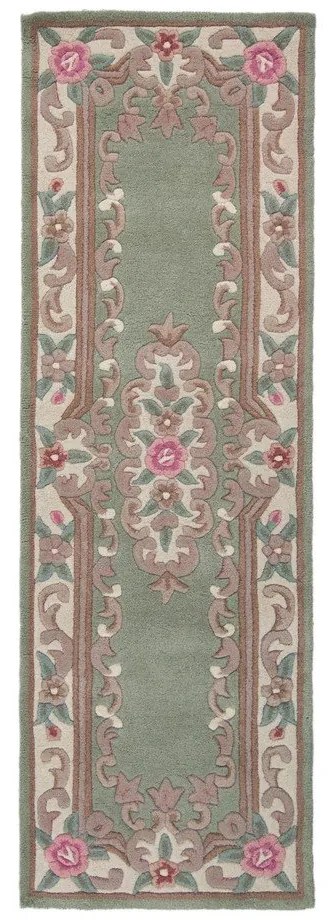 Zelený vlnený behúň Flair Rugs Aubusson, 67 x 210 cm