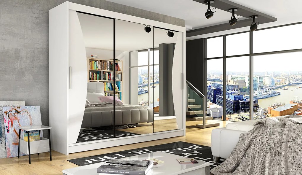 Šatníková skriňa Alesia (biela). Akcia -20%. Vlastná spoľahlivá doprava až k Vám domov. 1032097