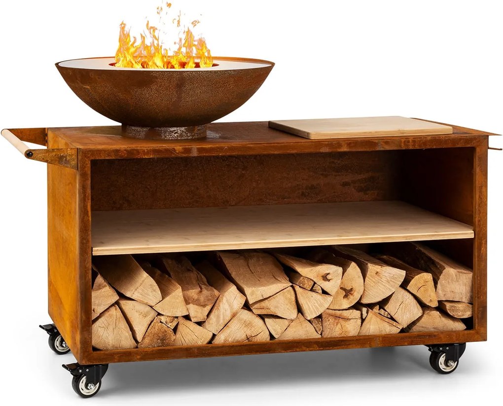 Blumfeldt Savage 2.0 Wide, ohnisko s grilom, bambusová doska na krájanie, ochranný kryt