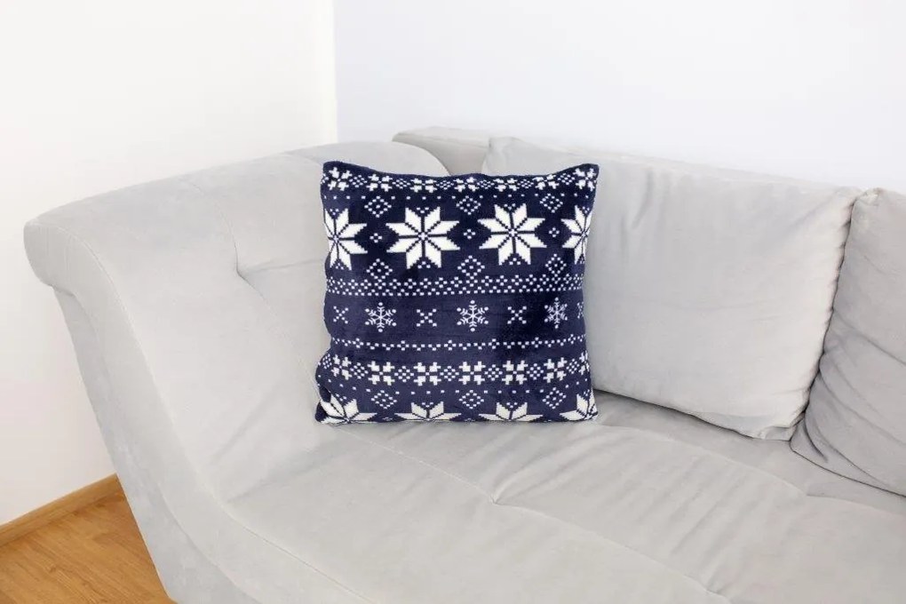 Vankúš WINTER 45x45 cm - modrý/biely