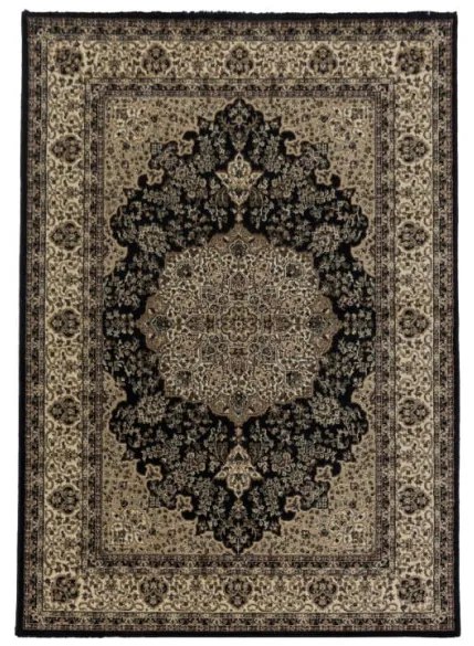 Koberec Kashmir Ornament, čierny / béžový