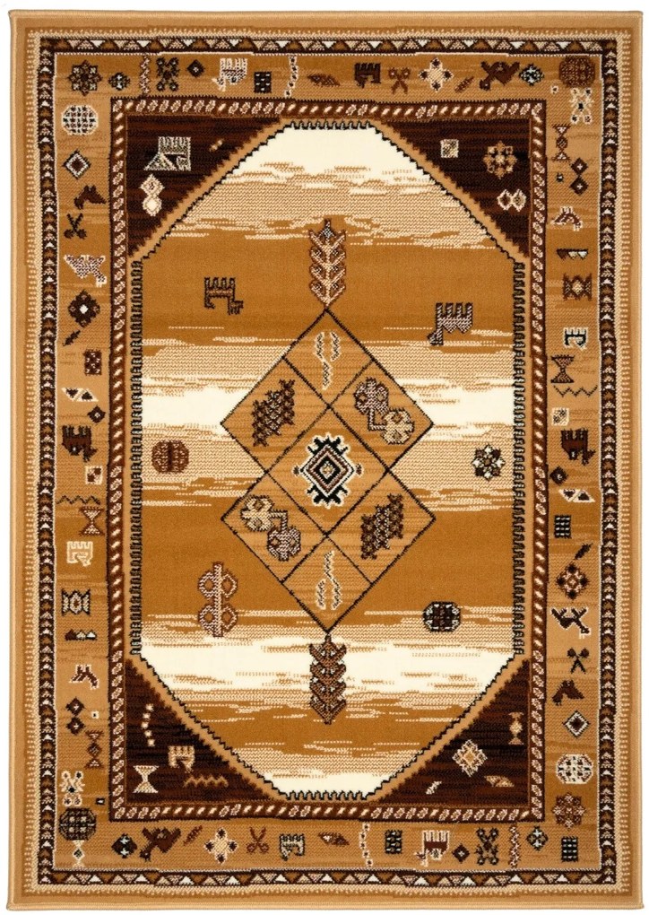 Alfa Carpets, Kusový koberec TEHERAN T-375 beige, 80x150, béžová, chodba / predsieň