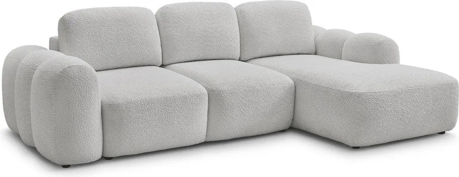 Svetlosivá rozkladacia/s úložným priestorom rohová pohovka z textílie buklé (pravý roh/s leňoškou) Montaigne – Bobochic Paris