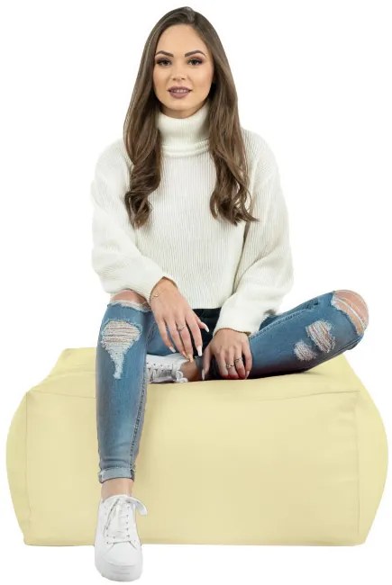 Taburetka krémová kocka ekokoža