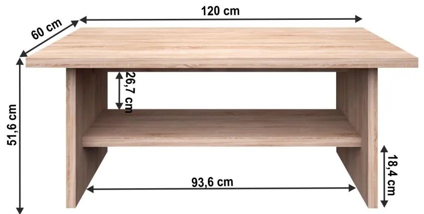 Tempo Kondela Konferenčný stolík 120, dub sonoma, NORTY TYP 15