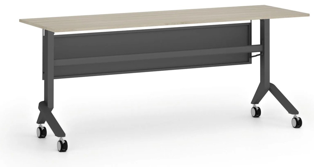 Mobilný stôl PRIMO MOVE, 180x60 cm, čierna podnož, dub prírodný