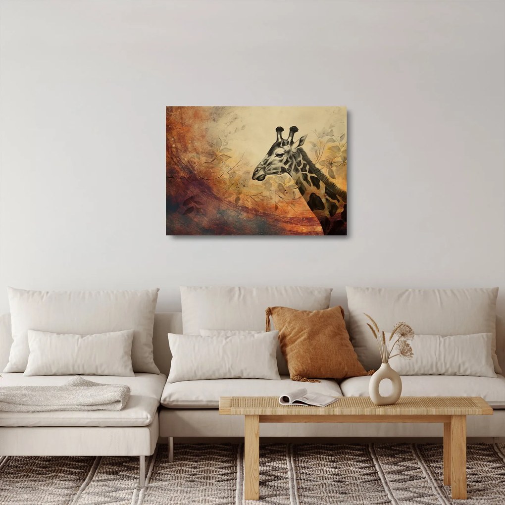 Sklenený obraz - Žirafa, maľba (70x50 cm)