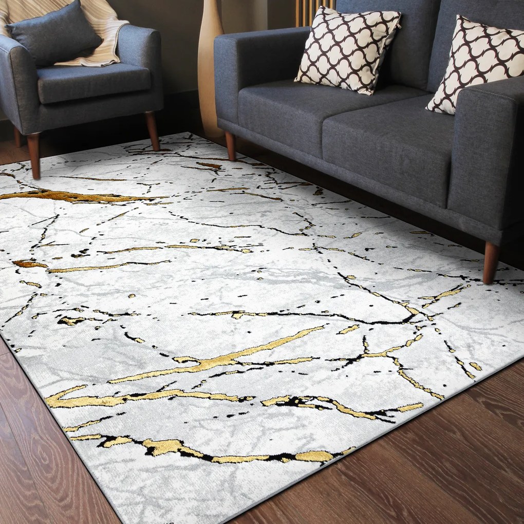 Kusový koberec Allure 1963 white/gold, 140x190, biela, kancelária, Dywany Łuszczów