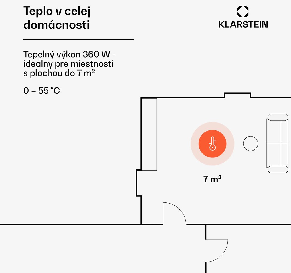 Klarstein Wonderwall Air 36, infračervený ohrievač, 120 x 30 cm, 360 W, nástenná montáž, diaľkový ovládač, biely