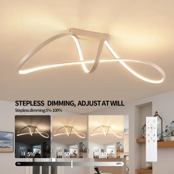 Brilagi-LED Stmievateľný prísadený luster TWISTER LED/60W/230V 3000-6000K béžový + diaľkové ovládanie