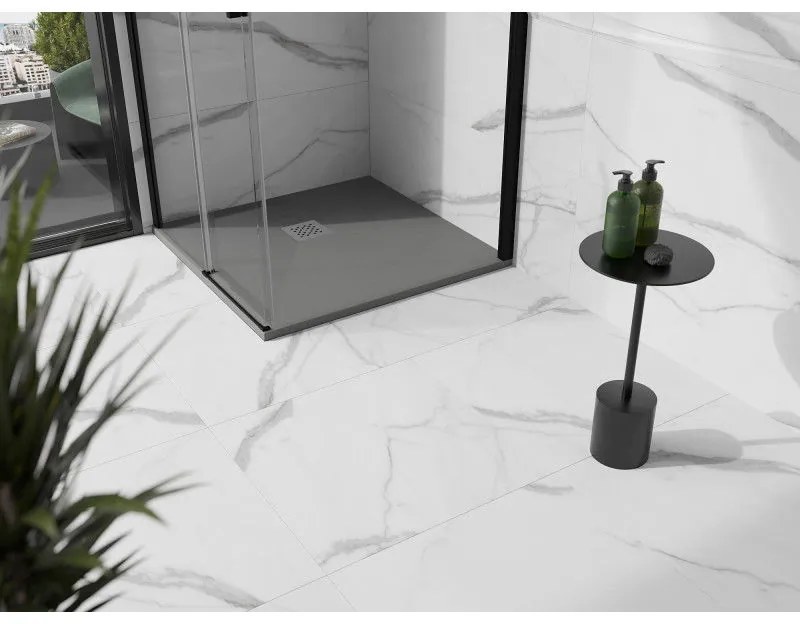 Mexen Stone+, štvorcová vanička z minerálneho kompozitu 100 x 100 cm, šedá-betónová, 44611010