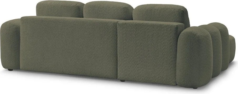 Zelená rozkladacia/s úložným priestorom rohová pohovka z textílie buklé (ľavý roh/s leňoškou) Montaigne – Bobochic Paris