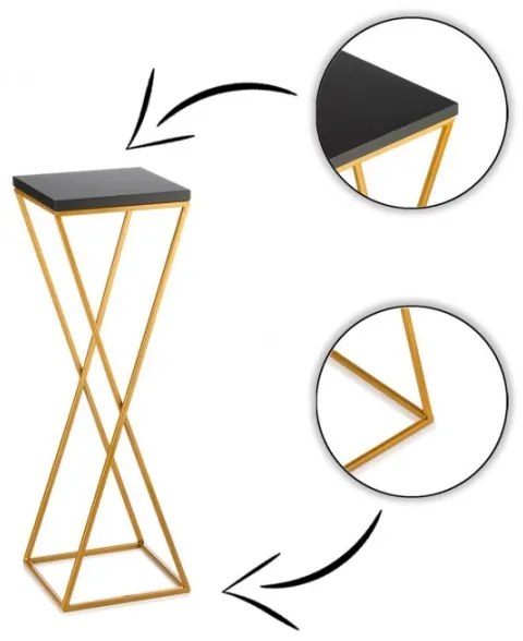 Stojan na kvety LOFT 70x24 cm zlatá/čierna