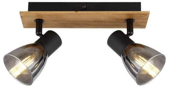 Globo 54307-2W - Nástenné bodové svietidlo CLAUDE 2xE14/40W/230V čierna/drevo
