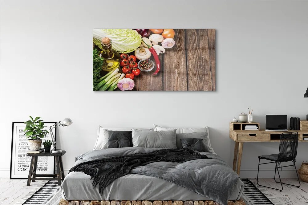 Obraz plexi Olivový korenie cibuľa cesnak 140x70 cm