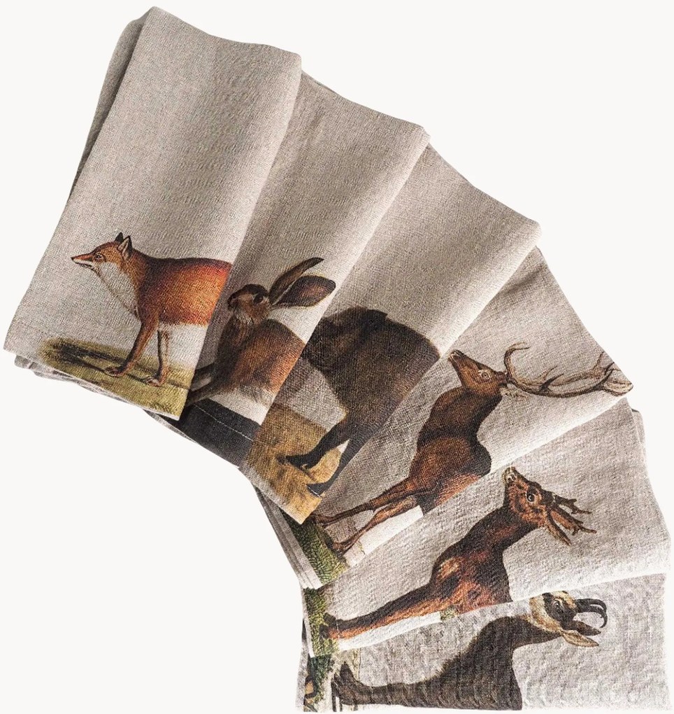 Ľanové obrúsky Wild Animals, 6 ks