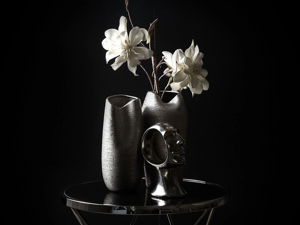 Kamenina Dekoratívna váza 33 Strieborná APAMEA Beliani