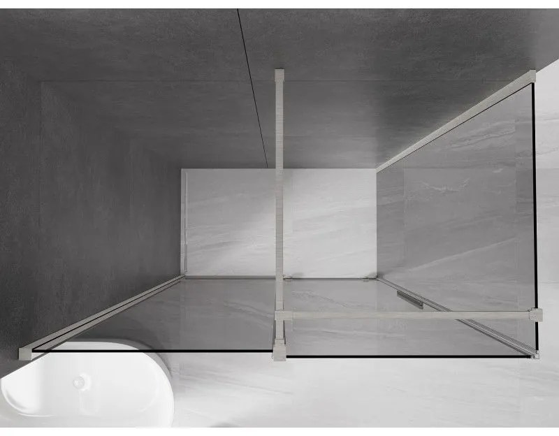 Mexen Velar, sprchový kút s posuvnými dverami 130 x 70 cm, 8mm šedé sklo, brúsená oceľ, 871-130-070-41-97