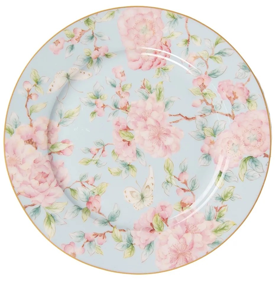 Porcelánový dezertný tanierik s ružovými kvetmi Rosa - Ø 19*2 cm