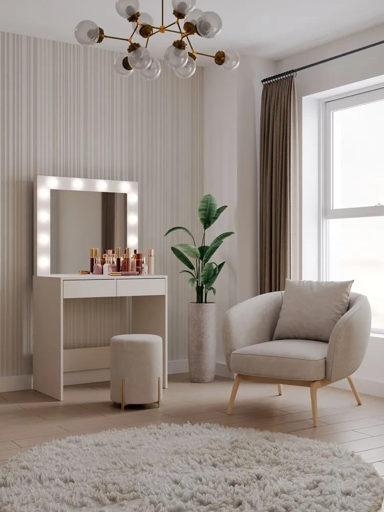 Toaletný stolík Micras 1 (kašmír) (so zrkadlom) (s LED osvetlením). Akcia -19%. Vlastná spoľahlivá doprava až k Vám domov. 1132474