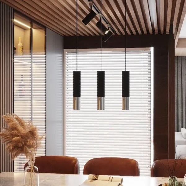 Sollux SL.0940 - Luster na lanku LOOPEZ 1xGU10/10W/230V čierna/chróm