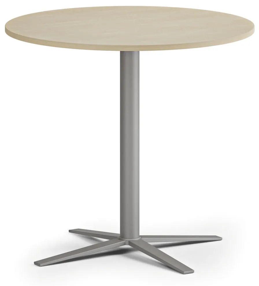 Konferenčný stolík AURA, priemer 80 cm, sivostrieborná podnož, breza