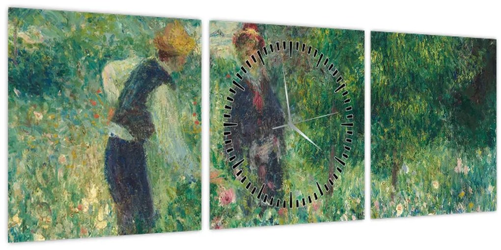 Obraz - Auguste Renoir, Picking Flowers, reprodukcia (s hodinami) (90x30 cm)