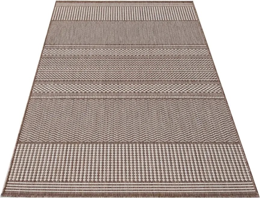 DY Hnedý obojstranný koberec s geometrickým vzorom Zara 12 Rozmer: 80x150 cm