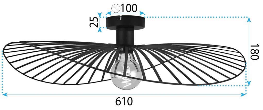 Toolight Toolight, stropné svietdlo 61cm, 1xE27 APP1843-1C, čierna, OSW-07064