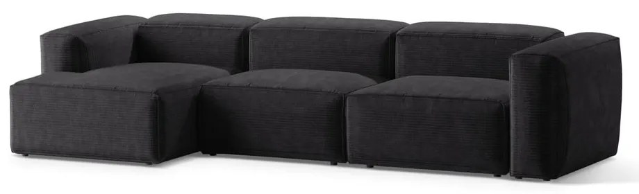 Tmavosivá menčestrová rohová pohovka (ľavý roh/s leňoškou) Bergano – Cosmopolitan Design