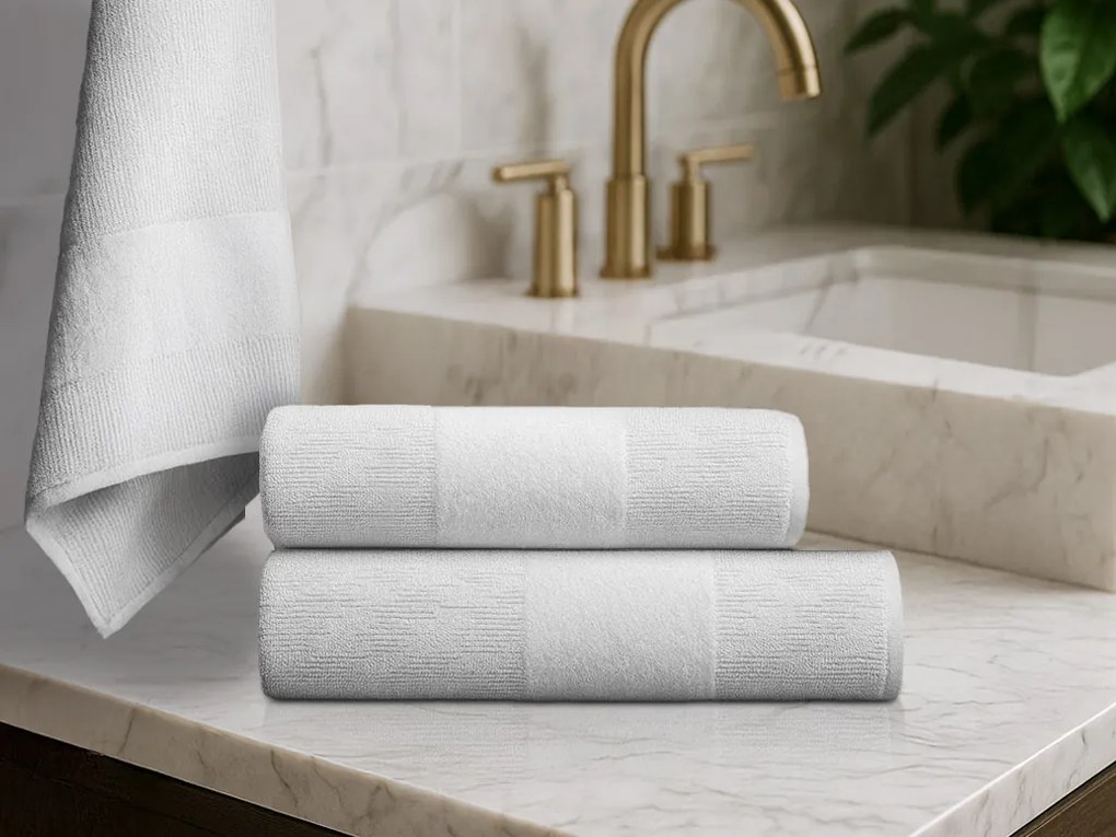 Súprava uterákov CARRARA 1ks 60x100 cm a 1ks 40x55 cm 100% bavlna, biela