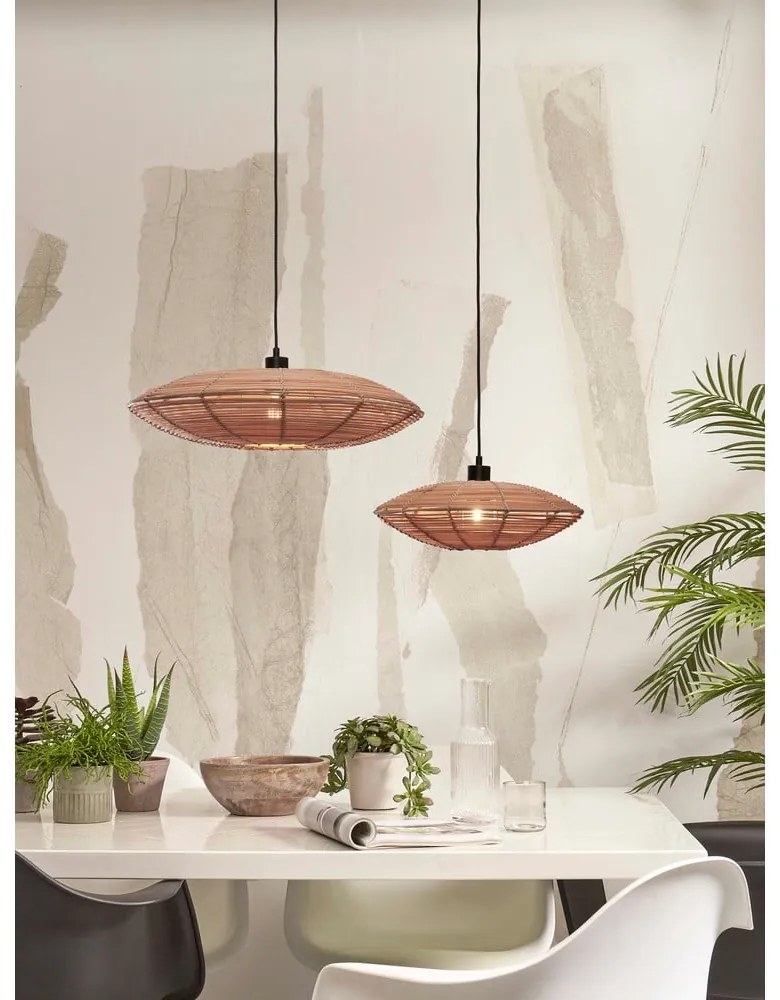Závesné svietidlo s ratanovým tienidlom v prírodnej farbe ø 40 cm Tanami – Good&amp;Mojo