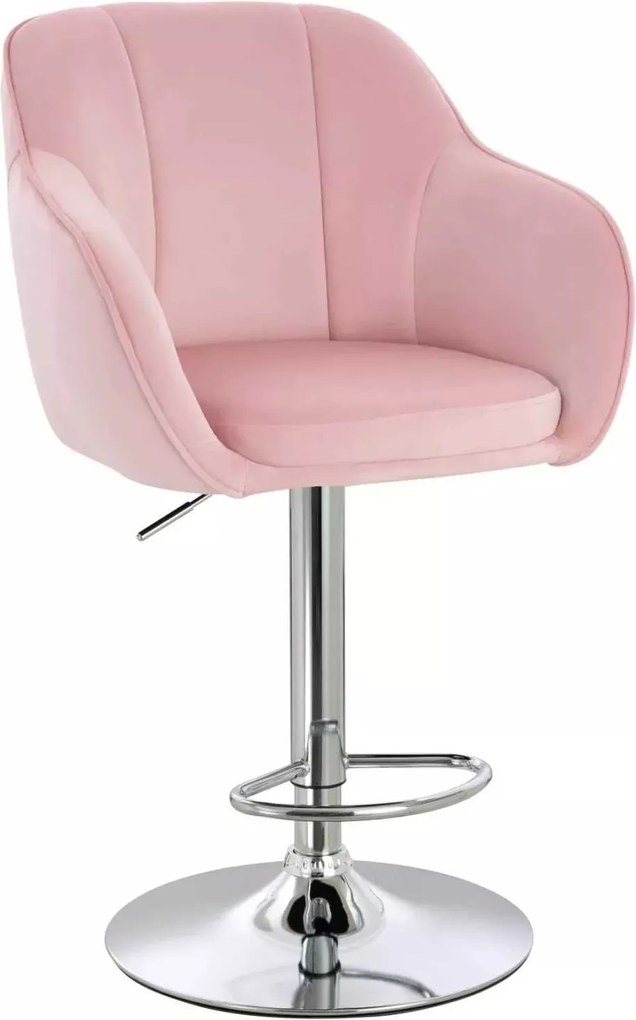 LuxuryForm DESIGN Barová stolička AVOLA VELUR na striebornom tanieri - svetlo ružová