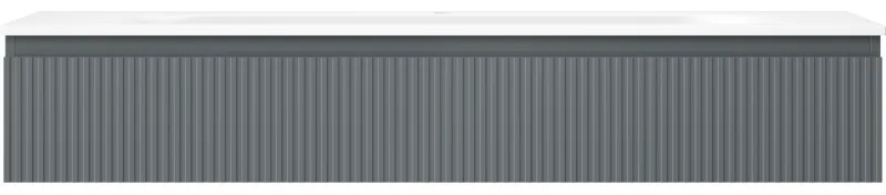 Mexen Rivel, kúpeľňová skrinka 140 cm s umývadlom Vela, 1 zásuvka, drážkovaná, grafitová matná/biela matná, 91A20-14023-1-BF66-W23M0