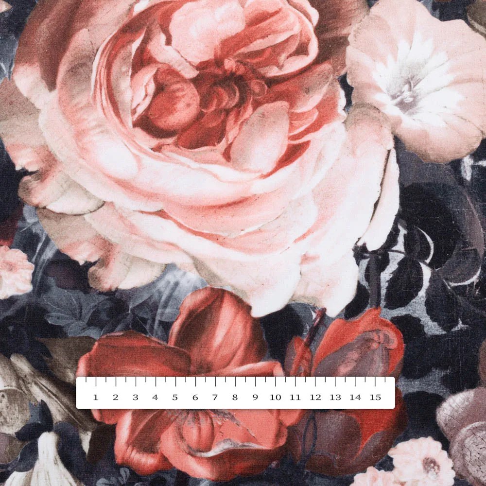 Biante Zamatový okrúhly obrus Tamara TMR-018 Červené kvety Ø 110 cm