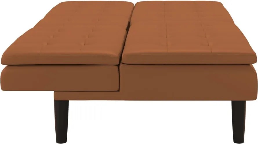 Koňakovohnedá rozkladacia pohovka z imitácie kože 191 cm Maine – Støraa