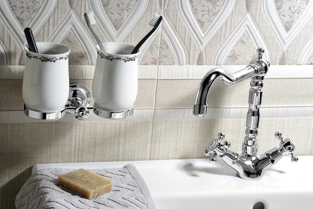 Sapho ANTEA stojanková umývadlová batéria s retro hubicou s výpustou, chróm 3371