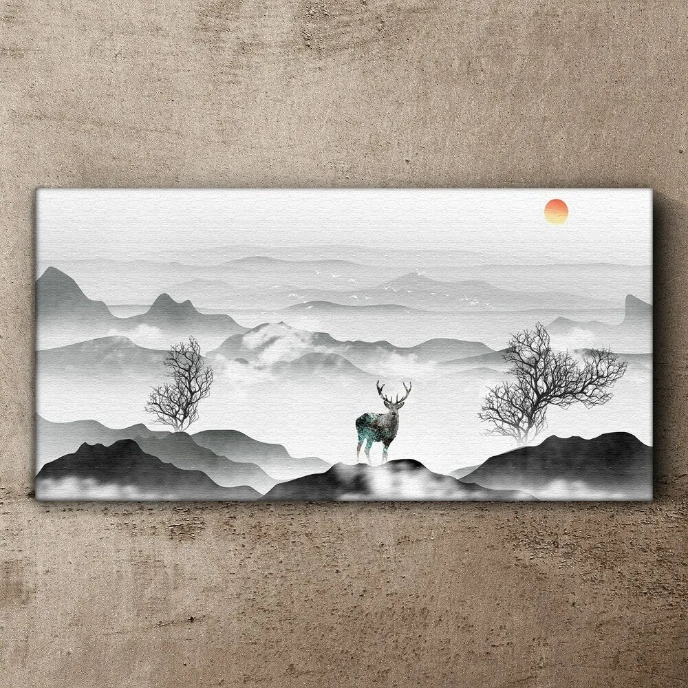 Obraz canvas Zvieracie jelene stromy hory