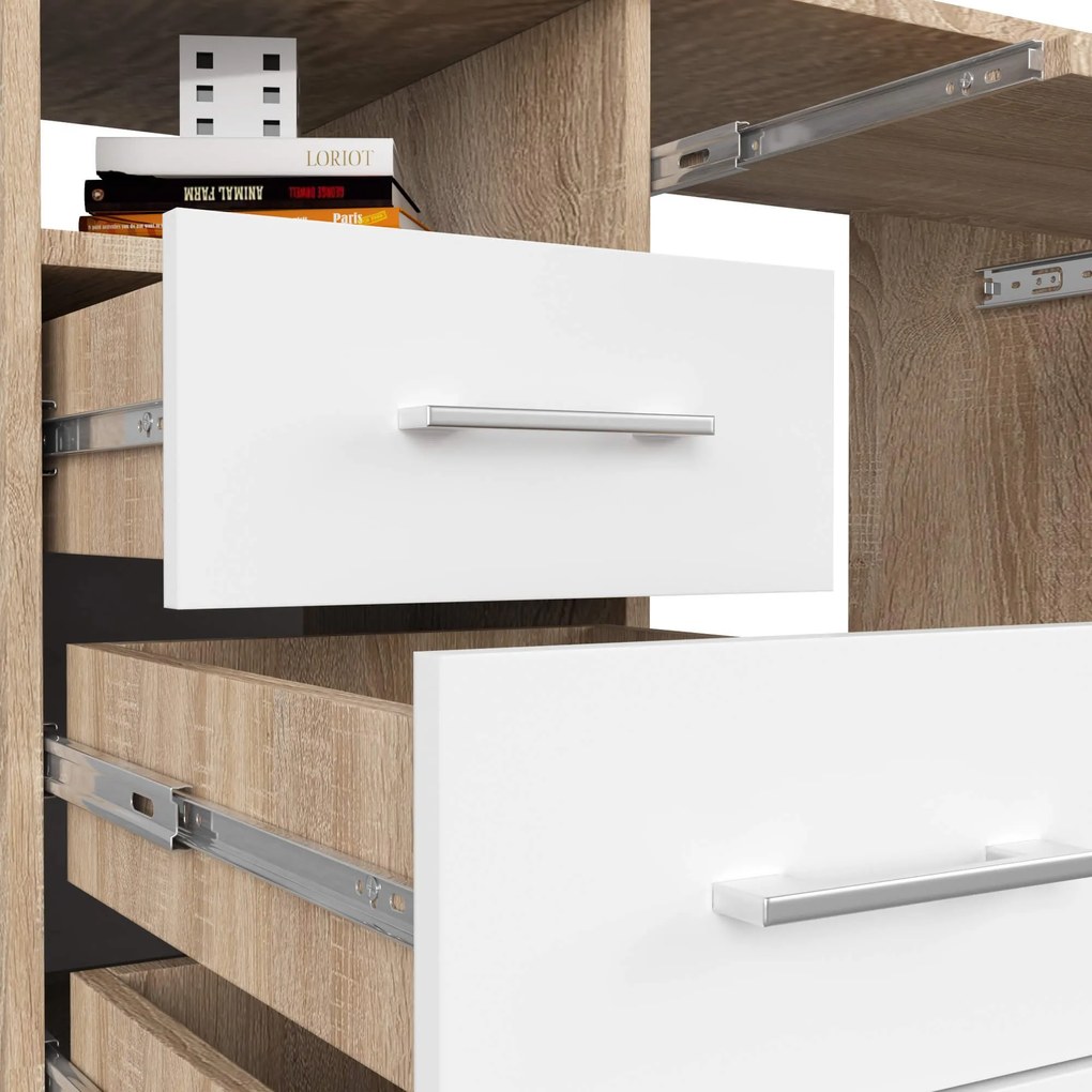 Volně stojící psací stůl Ana 124 cm dub sonoma/bílý
