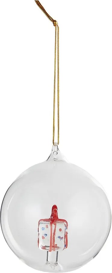HANG ON Sklenená guľa darček 9 cm - číra