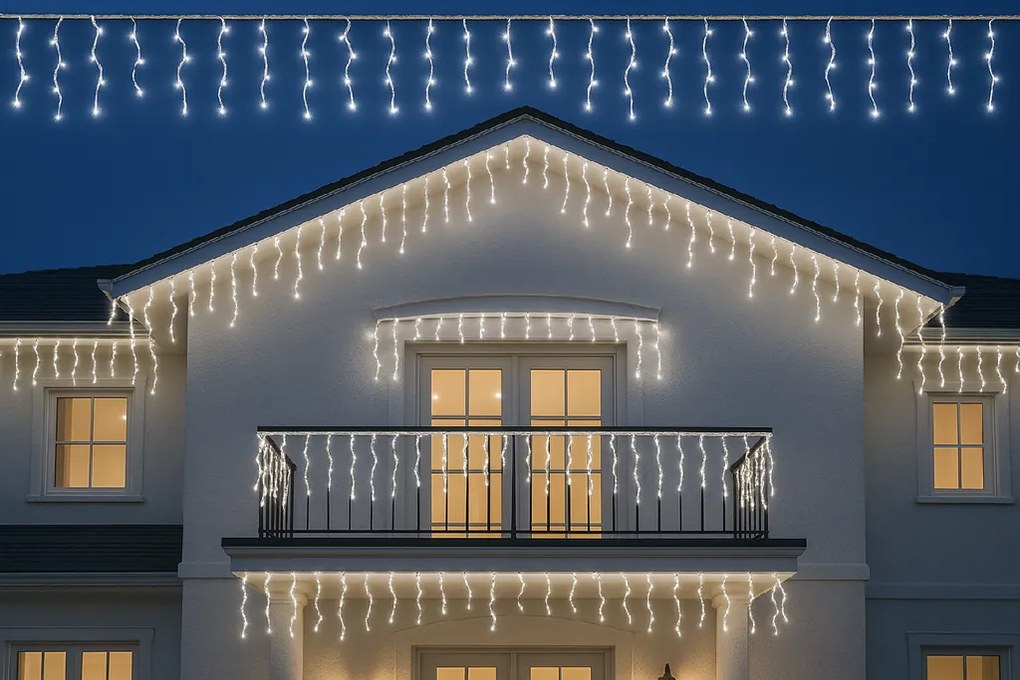 Vianočné svetielka LED záclona studená biela 200 LED