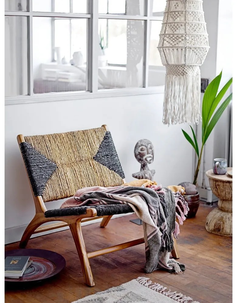 Čierno-hnedé kreslo s výpletom Grant - Bloomingville