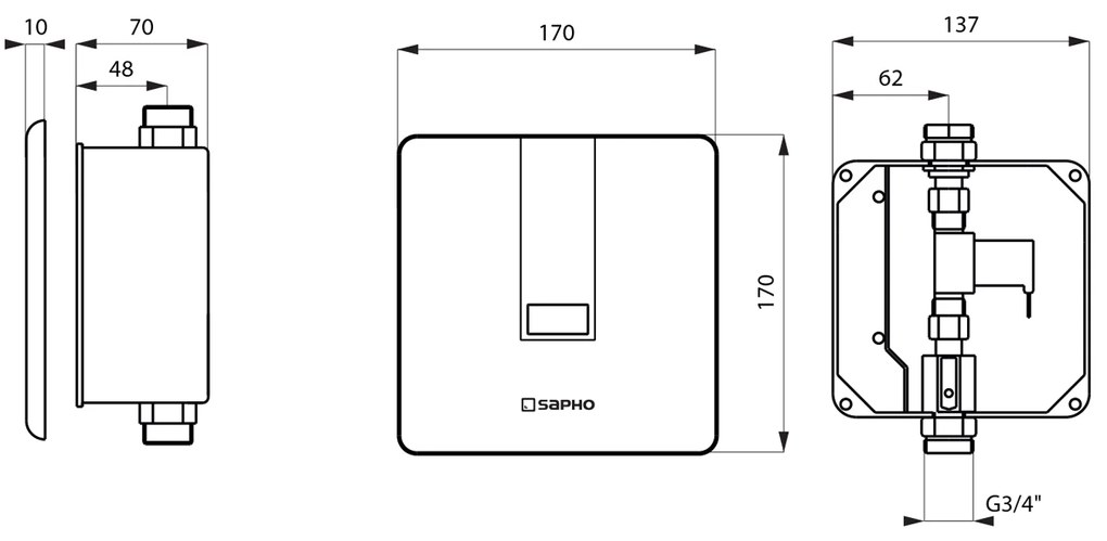 Sapho Sapho, Automatický splachovač pre urinál 24V DC, čierna, PS002B