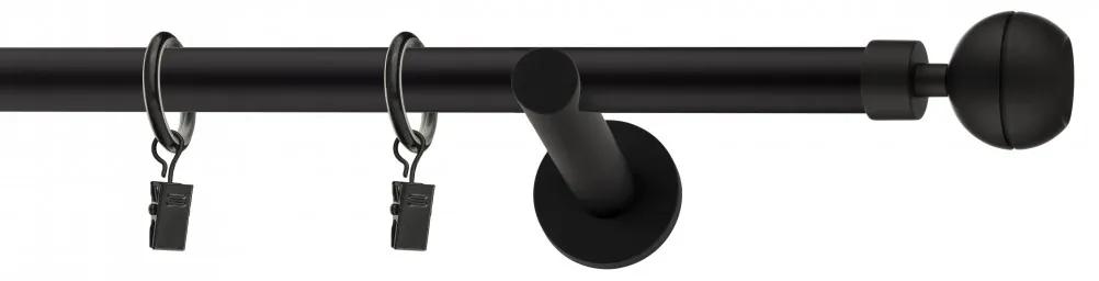 Dekorstudio Garniža jednoradová Guľa OPTIC čierna matná 19mm Dĺžka: 120cm, Typ uchytenia: Držiak otvorený, Typ príslušenstva: Bez príslušenstva
