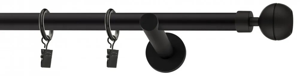Dekorstudio Garniža jednoradová Guľa OPTIC čierna matná 19mm Dĺžka: 140cm, Typ uchytenia: Držiak modern, Typ príslušenstva: Bez príslušenstva