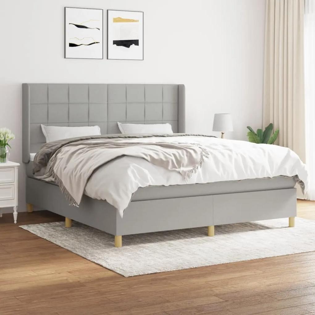 Boxspring posteľ s matracom bledosivá 180x200 cm látka 3132009
