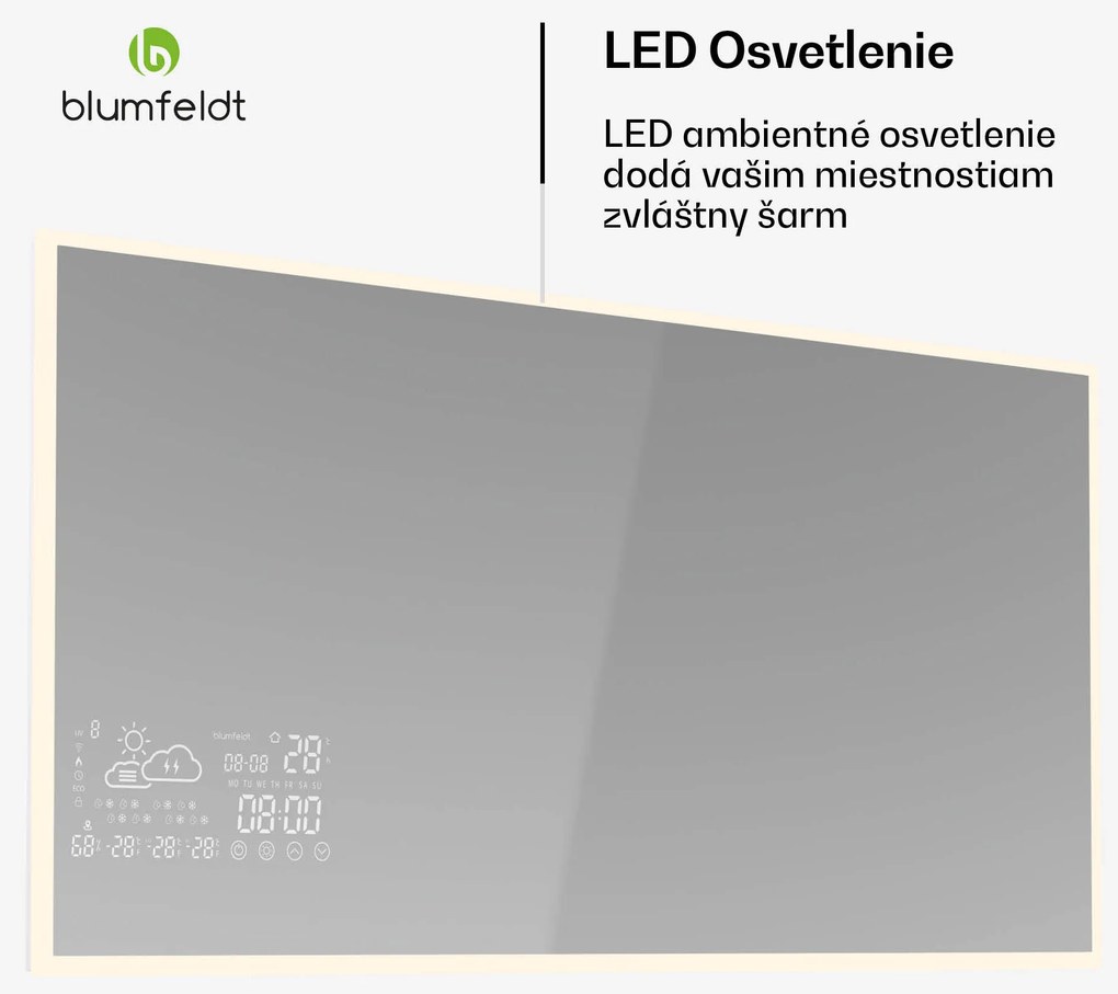 Blumfeldt Infračervený ohrievač, Smart Mirror, Infračervené žiarenie, 600 W, IP44