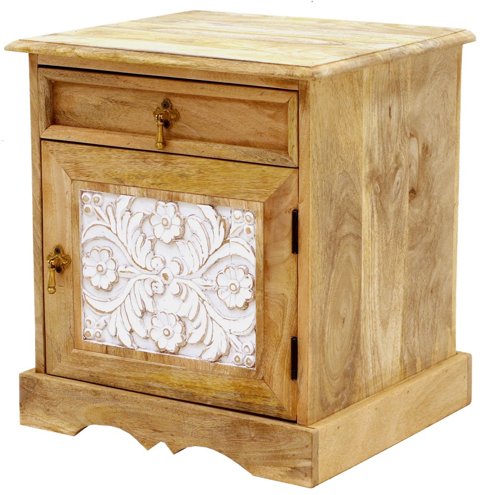 furniture-nabytek.cz - Nočný stolík z masívu z dreva mango 45x50x40